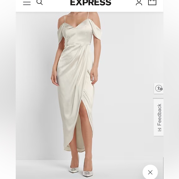 Express Cream Midi bridal Dress - Picture 1 of 16